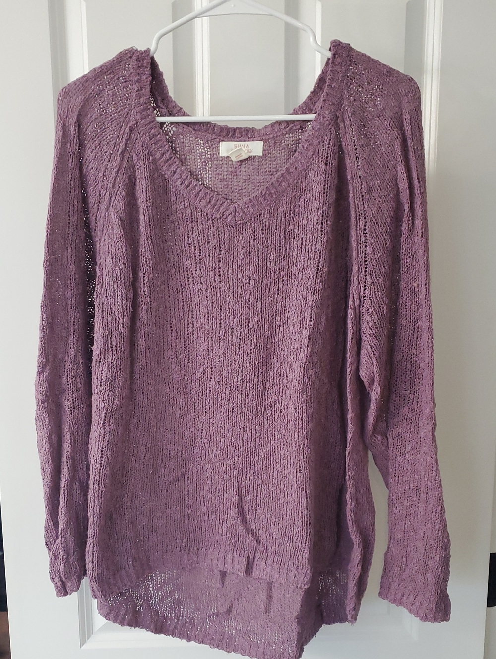 Sun & Shadow Dusty Purple V-Neck Lightweight Knit Sweater
